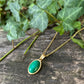 Collier Malachite - Cabochon ovale - acier inoxydable doré